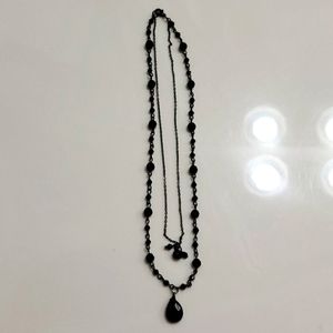 Jet bead double strand necklace